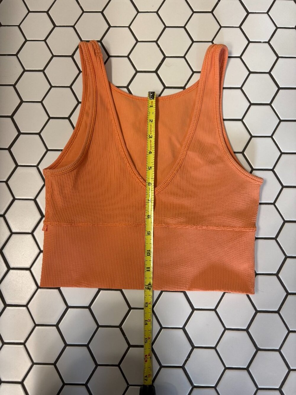 Lululemon Power Pivot Ribbed Tank Orange Athletic Top No Size Tag